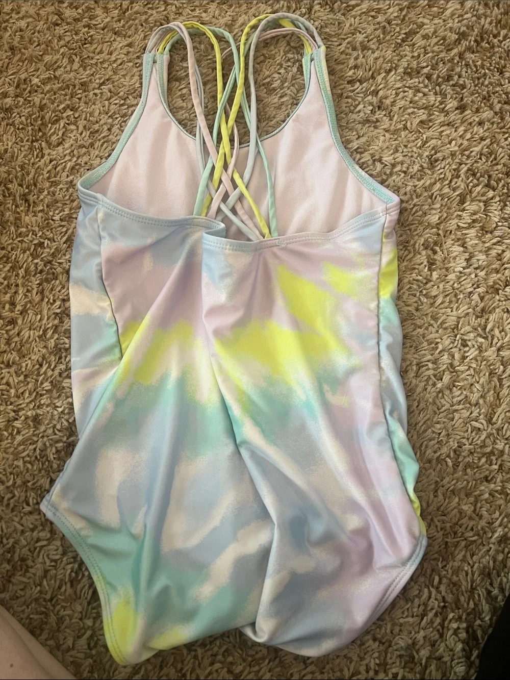 Justice Kids One-Piece Swimsuit - Pastel Tie-Dye (Pink, Yellow, Blue, Green)